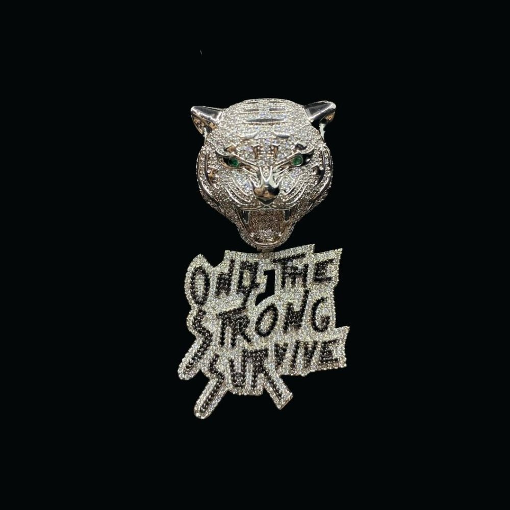 NEW | Only The Strong Survive with Leopard Head Hip Hop Pendant
